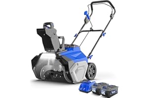 WILD BADGER POWER Snow Blower 40V ProLine 20" Cordless,26 FT Throw,7-Driveway,Brushless Single-Stage,2 * 4.0Ah Battery & Fast Charger,LED Lights,Lightweight for Driveways & Sidewalks
