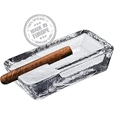 Crystalia Glass Cigar Ashtray, Clear Ash Tray for Outdoor Indoor Home Tabletop Patio Office or Restaurants, Premium Heavy Based Crystal Ash Holder, Luxury Gifts for Men and Women