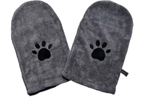 Penny & Niko Microfiber Pet Towel Mitts - Paw Cleaning and Drying Mitts/Gloves for Dogs and Cats (Gray, Standard - 2 Pack)