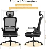 nasPaluro Ergonomic Office Chair with Headrest, Height Adjustable, Mesh Back view 2