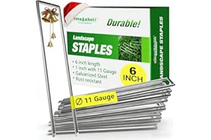AMAGABELI GARDEN & HOME 6 Inch 200 Pack Galvanized Landscape Staples 11 Gauge Anti-Rust Heavy Duty Garden Staples Plant Cover Stakes U-Shaped Sod Pins Ground Fence Stakes for Weed Barrier Fabric