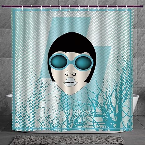 Fun Shower Curtain 2 0 Indie Retro Woman Portrait With Vintage