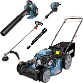 SENIX LSSG-M10 21-inch 170cc Gas Lawn Mower Self Propelled, 26.5 cc String Trimmer and 4-Cycle Leaf Blower Kit