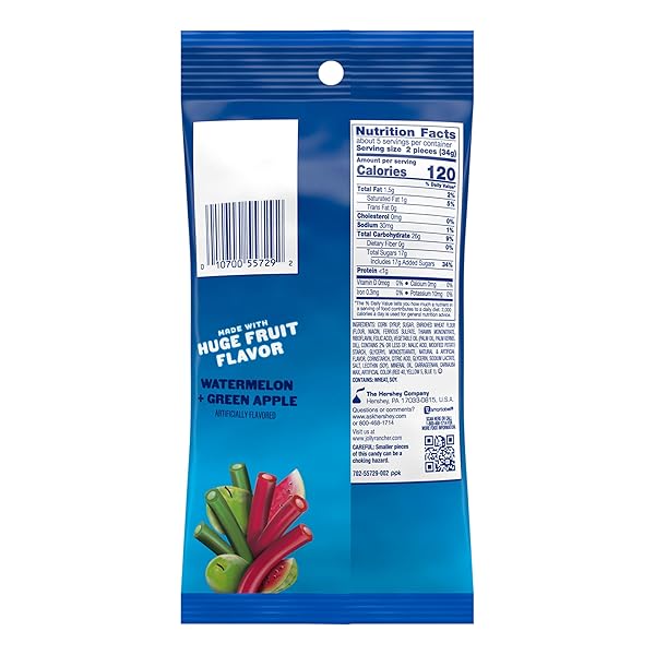 JOLLY RANCHER ROPES WATERMELON AND GREEN APPLE FLAVORED CANDY BAG, 6 OZ