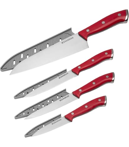 Amazon.com: Zakarian 4-Piece Full Tang Knife Set with Covers