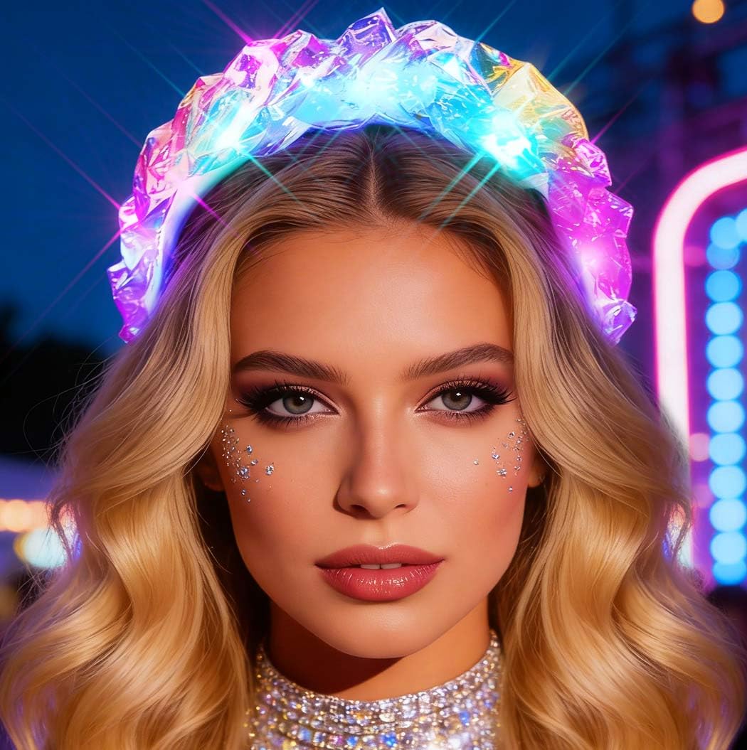 Zoestar Light Up Headband LED Headbands Glowing Rave Costume Hair Accessories for Women