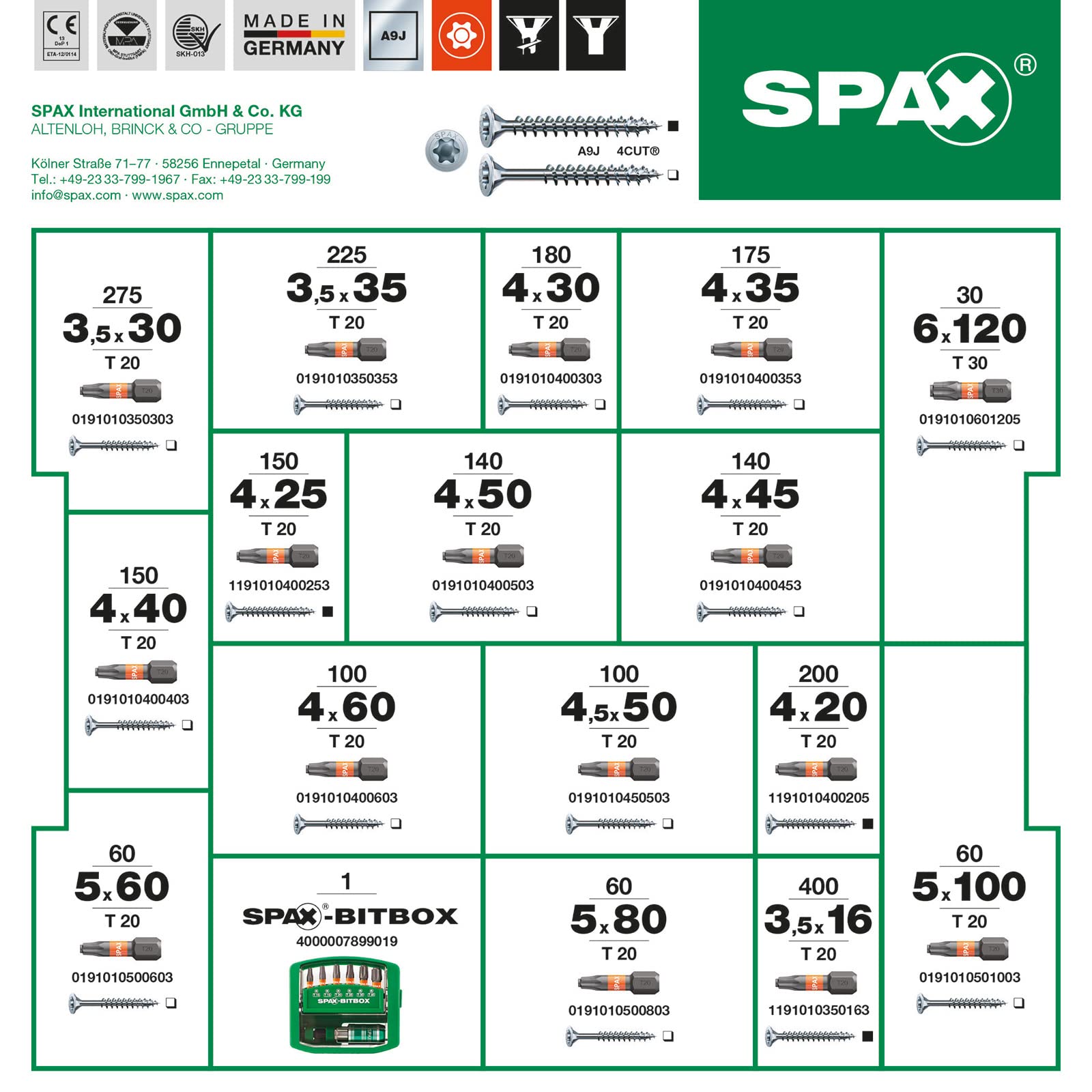 SPAX Montagekoffer L-BOXX groß – 2.446-teiliges Schraubenset mit Senkkopf, WIROX A9J, T-STAR plus, 16 Abmessungen, inkl. SPAX BITBOX - 5000009161019 2