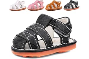 CINDEAR Baby Boys Girls Squeaky Sandals Summer Closed-Toe Anti-Slip Premium Rubber Sole Toddler First Walkers Shoes