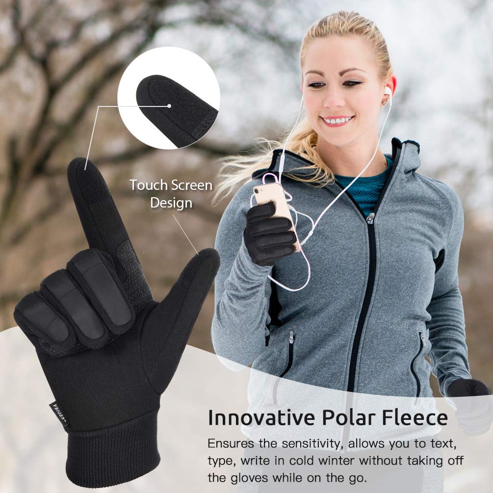 Winter Warm Gloves Touch Screen Gloves Anti-slip Cycling Gloves Sport Gloves, Black
