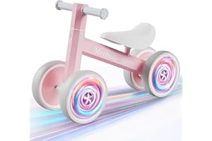 METBELLE Baby Balance Bike for 1 Year Old Boys Girls, Colorful Lighting 10-24 Months Push Toddler Toys Bicycle, 4 Wheels Baby First Bike for Kid's 1-2, Pre-School Children Ride on Walker First Birthday Gifts