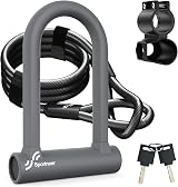 Sportneer 17mm Heavy Duty D Lock with 5Ft Cable & Mounting Bracket