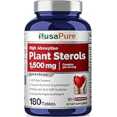 NusaPure Plant Sterols 1500 mg - 180 Tablets (Non-GMO, Vegan) Beta Sitosterol, Bioperine