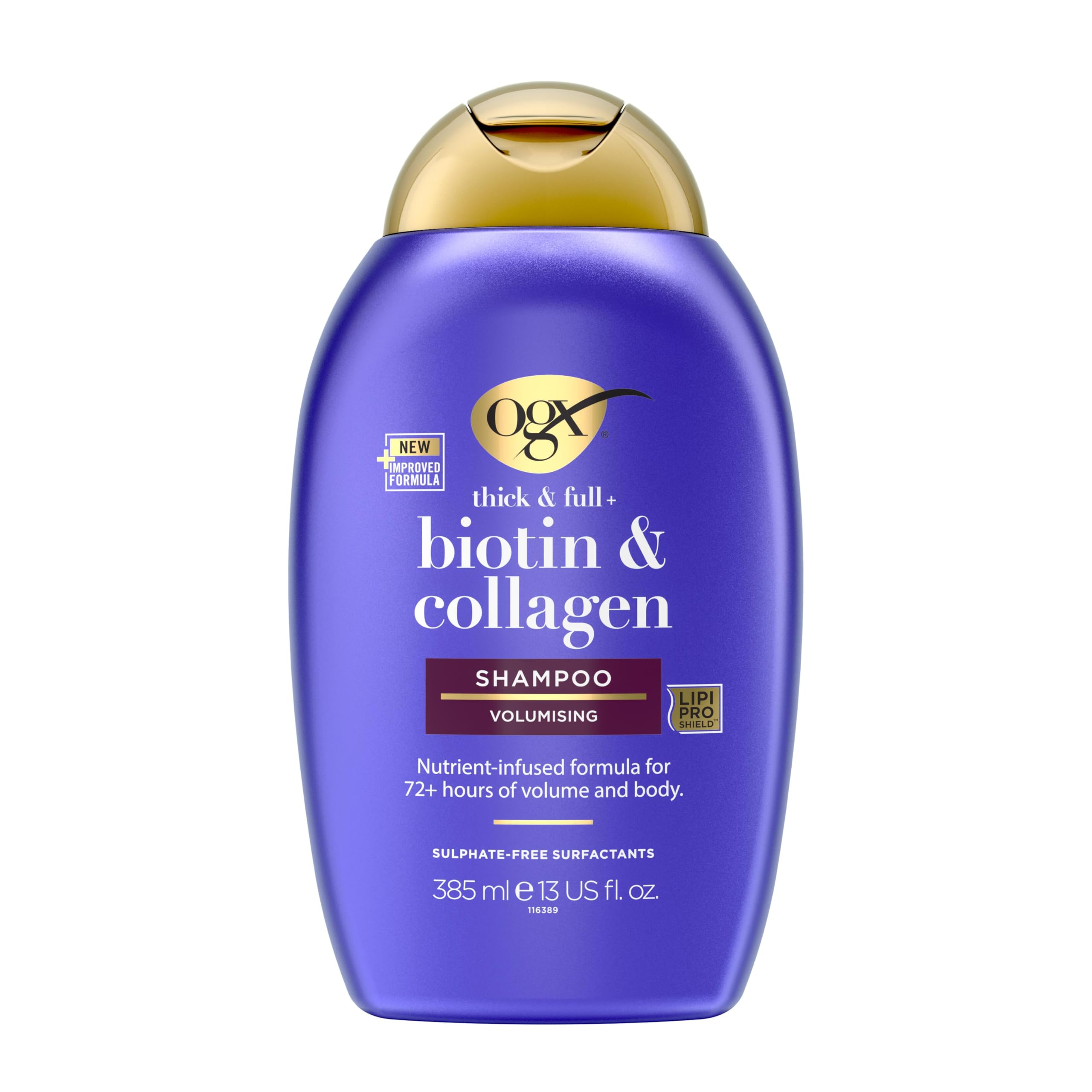 OGX Biotin and Collagen Volumising Hair Shampoo, Thick and Full, with Vitamin B7 Biotin, and Collagen, for Fine Hair, Sulfate Free Surfactants, 385ml