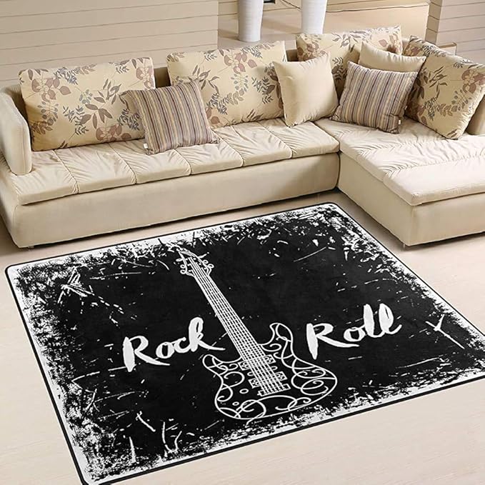 sodnz Alfombra del Piso Guitarra Eléctrica Rock Roll Música Dormitorio