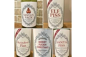 GARDSELL 5PCs Christmas Funny Bottle Labels, Novelty Joke Bottle Labels, Funny Joke Happily Wine Bottle Label, Santa Champagne Bottle Stickers, Personalized Wine Bottle Labels Wrapper Labels (1 Set/5PCs)