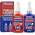 Thread Lock Blue and Red, Threadlocker Medium and High Strength, Thread Locker for Nuts, Bolts, Fasteners and Metals, Against Losening and Leakage (50 mlx2)