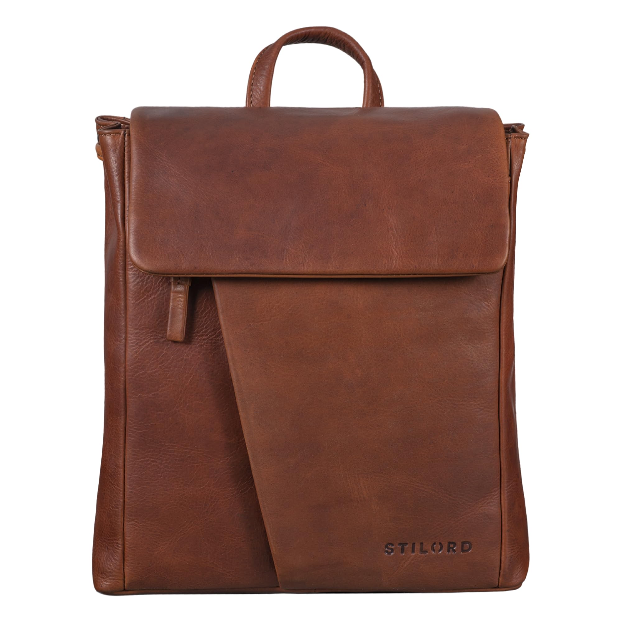 STILORD 'Anita' Women's City Daypack Leather Small Backpack Vintage Handbag for iPad 9.7 Inch Ladies Daypack City Shopping Genuine leather, Colour:porto - cognac