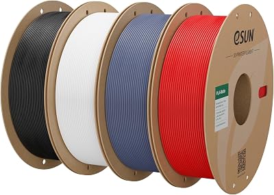eSUN Upgraded Matte PLA Filament 1.75mm 4 Spools 1kg Each Deep Black White Grey