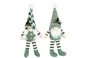 Christmas Gnomes 2PCS Long Legs Boys and Girl Gnomes Plush Stuffed Christmas Figurines for Home Tiered Tray Tabletop Decor