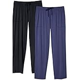 DAVID ARCHY Mens Pajama Pants Bamboo Rayon Lightweight Sleep Bottoms, Breathable Lounge Pants with Pockets Comfy PJs, 2 Pack