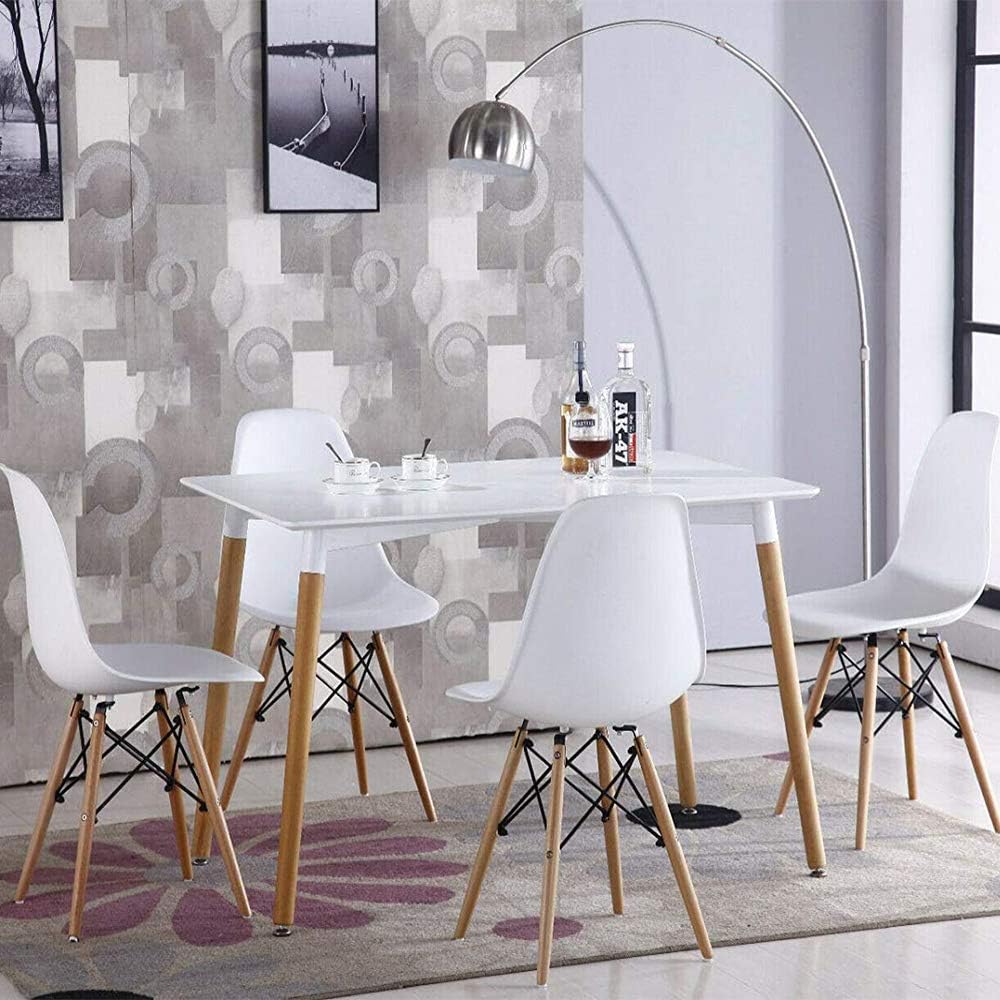 Tisch Stuhl Sets Esstisch Weiss Mit 4 Stuhlen 110x70cm Kuchentisch Retro Esszimmertisch Buchenbein Mobel Wohnen Blowmind Com Br