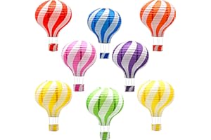 YIOTJUNL Twill Hanging Hot Air Balloon Paper Lanterns Set, Party Decoration Birthday Wedding Christmas Party Decor Gift, 12 inch, Pack of 8 Pieces