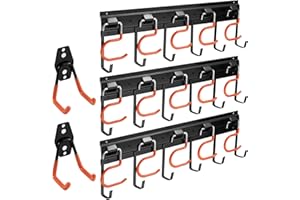 51" All Metal Garage/Garden Tool Organizers, Wall Mount Organizers and Storage with Small U Hooks for, Bike, Ladder, Bicycle,