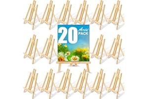 AROIC Wood Easels, Easel Stand for Painting Canvases, Art, and Crafts. (11.8 inch, 20 Pack), Tripod, Painting Party Easel, Kids Student Table School Desktop, Portable Canvas Photo Picture Sign Holder.