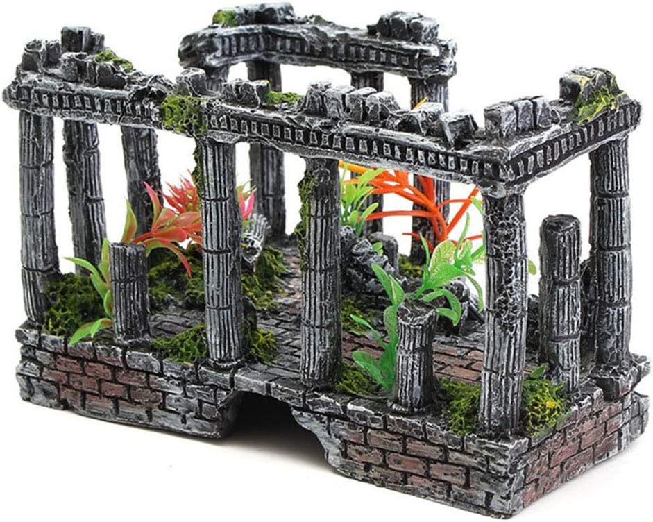 Scrox 1Pcs Decoration Creativity Gifts Fish Tank Bowls Landscape Decoration Simulated Roman Column Decoration Ornaments Artificial Aquarium Accessories size 23cm*15cm*14cm