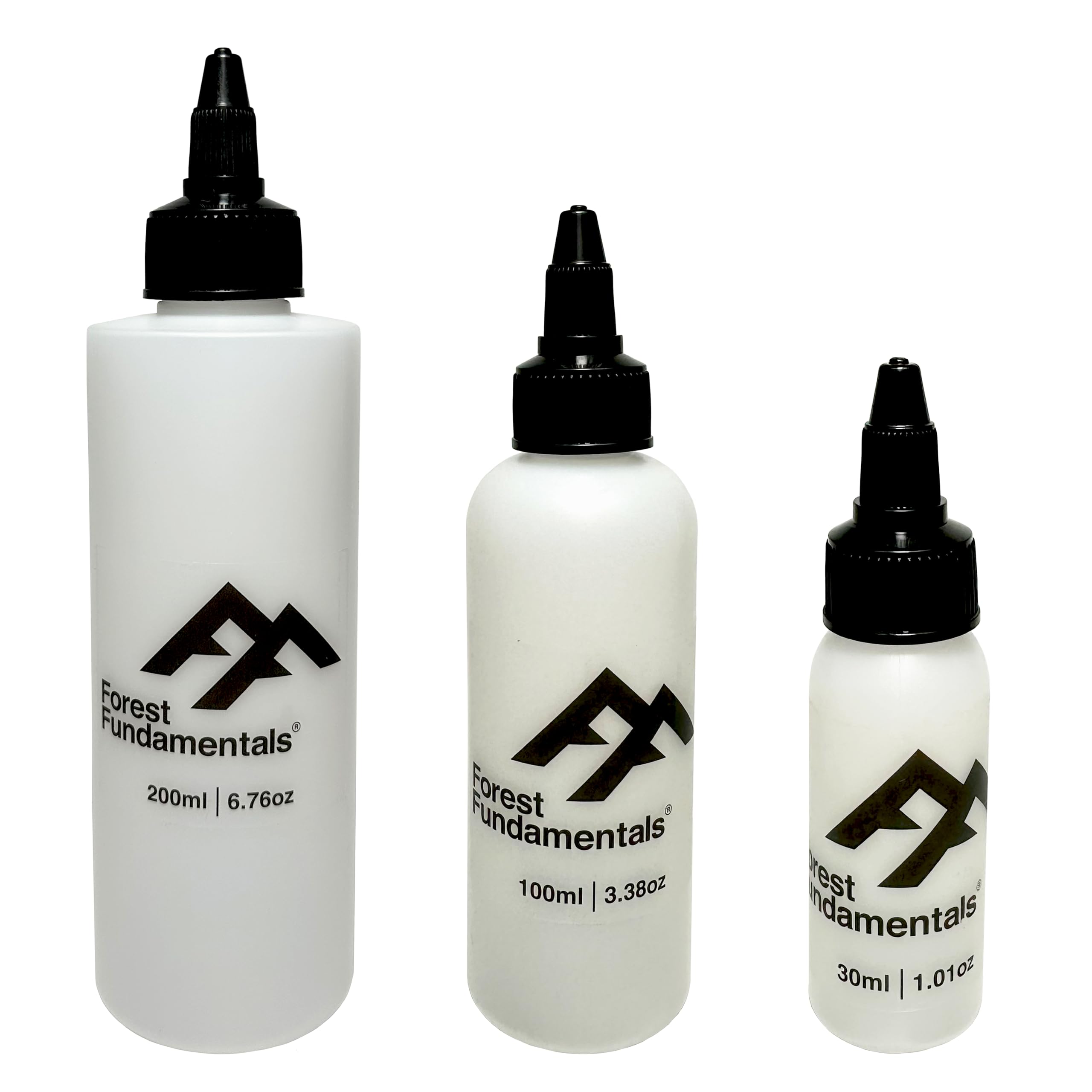 Forest Fundamentals Alcohol Fuel Bottles - 30 ml, 100 ml, 200 ml | Methylated Spirit Bottles | Leak-Proof & Easy Pouring