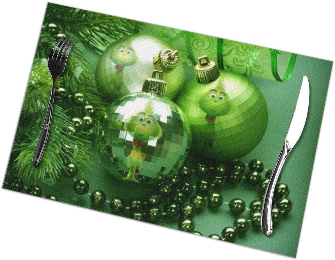 Emonye The Grinch Kid Christmas Placemats for Dining Table Set of 6