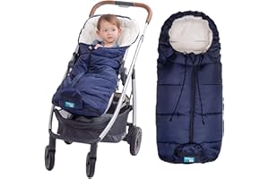Yobee Universal Cozy Fleece Stroller Footmuff, Winter Outdoor Tour Waterproof Baby Sleeping Bag, Anti-Slip, Adaptable for Almost Stroller, Pram, Navy