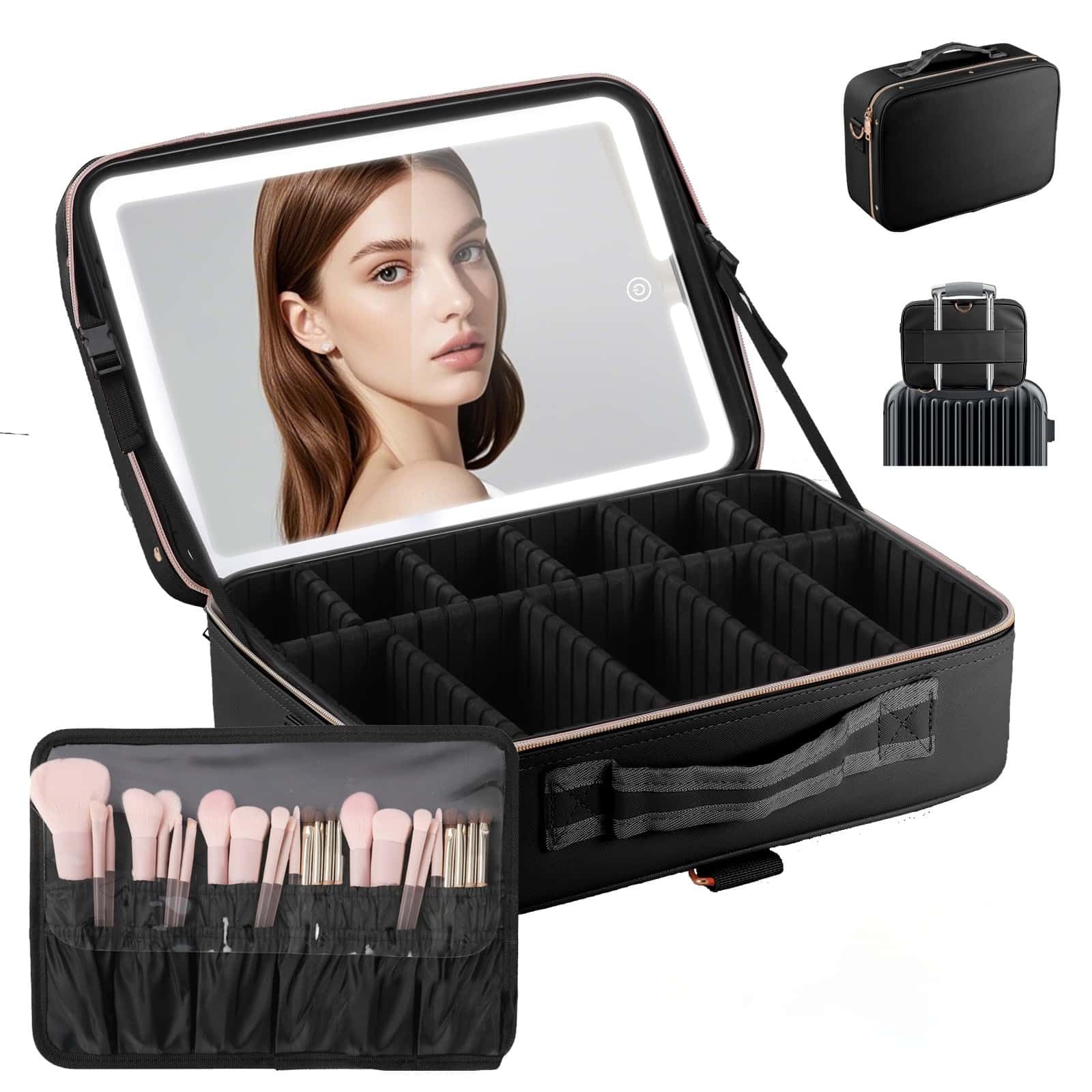 Photo 1 of *MISSING MIRROR* Emdelifo L3813 Makeup Bag with LED Mirror (Black)