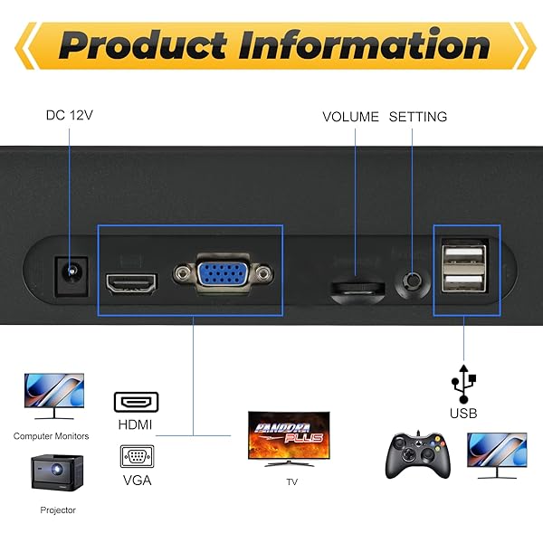 AKAXI PANDORA BOX CONSOLE 32000 ARCADE GAMES IN 1,RETRO GAME MACHINE FOR TV PC PROJECTOR, SUPPORTS UP TO 4 PLAYERS, FULL HD OUTPUT, SEARCH, SAVE, HIDE, FAVORITES LIST
