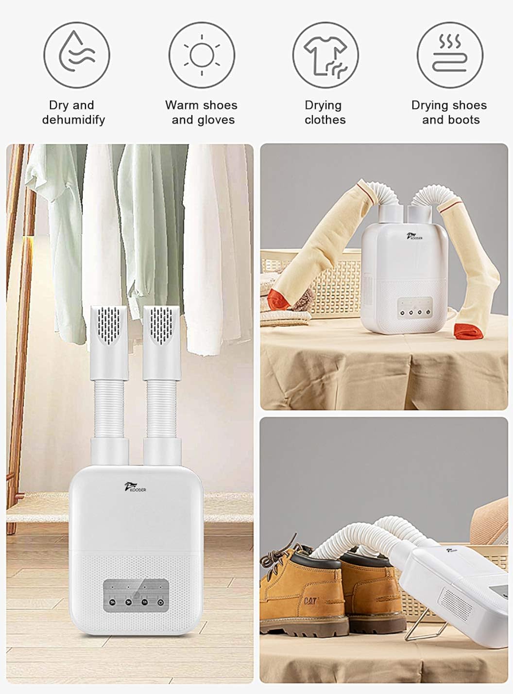 Kooder boot dryer,Shoe Dryer and Glove Dryer with Timer,Quick Drying,Eliminate Damp & Odor: Shoes