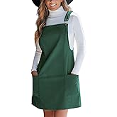 CUPSHE Women's Corduroy Overall Dress Square Neck A Line Fall Pinafore Mini Dress with Pockets