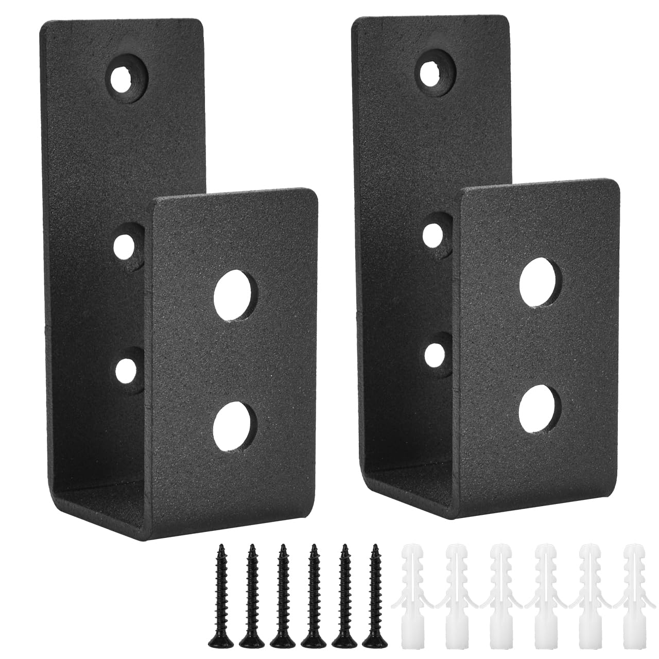 TCHOSUZ 2x4 Door Barricade Brackets, Set of 2 Heavy Duty Carbon Steel Door Bar Brackets for Home Security, Door Lock Brackets for Warehouse Basement Barn Garage 2 PCS Black
