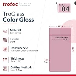 Trotec | Translucent Satin Plexiglass Sheet | 4 Pcs