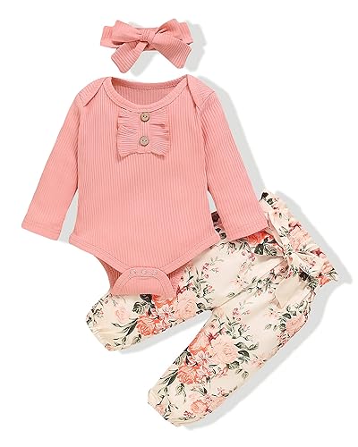 Mioglrie Newborn Baby Girl Clothes Outfits Romper Pants Set Cotton