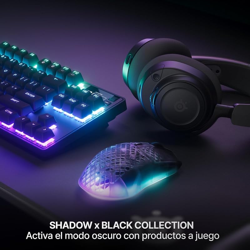Aerox 3 Wireless Gen 2: Ratón Gaming de 68 g, Tasa de Sondeo: 4K, Sensor Óptico: 26 000 dpi, Batería: 200 h, Clasificación IP54, 80 M de Clics, RGB, Deslizadores 100% PTFE, Shadow