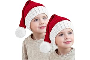 Christmas Hat for Kids Winter Santa Hat for Baby Stretchy Beanie Warm Knitted Xmas Decoration Red Hat