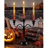 Uzvoxhe Black Candelabra Halloween 3 Arm Matte Gothic Taper Candle Holder | Halloween Candle Holder, Metal 3 Arm Candelabra, 9.84