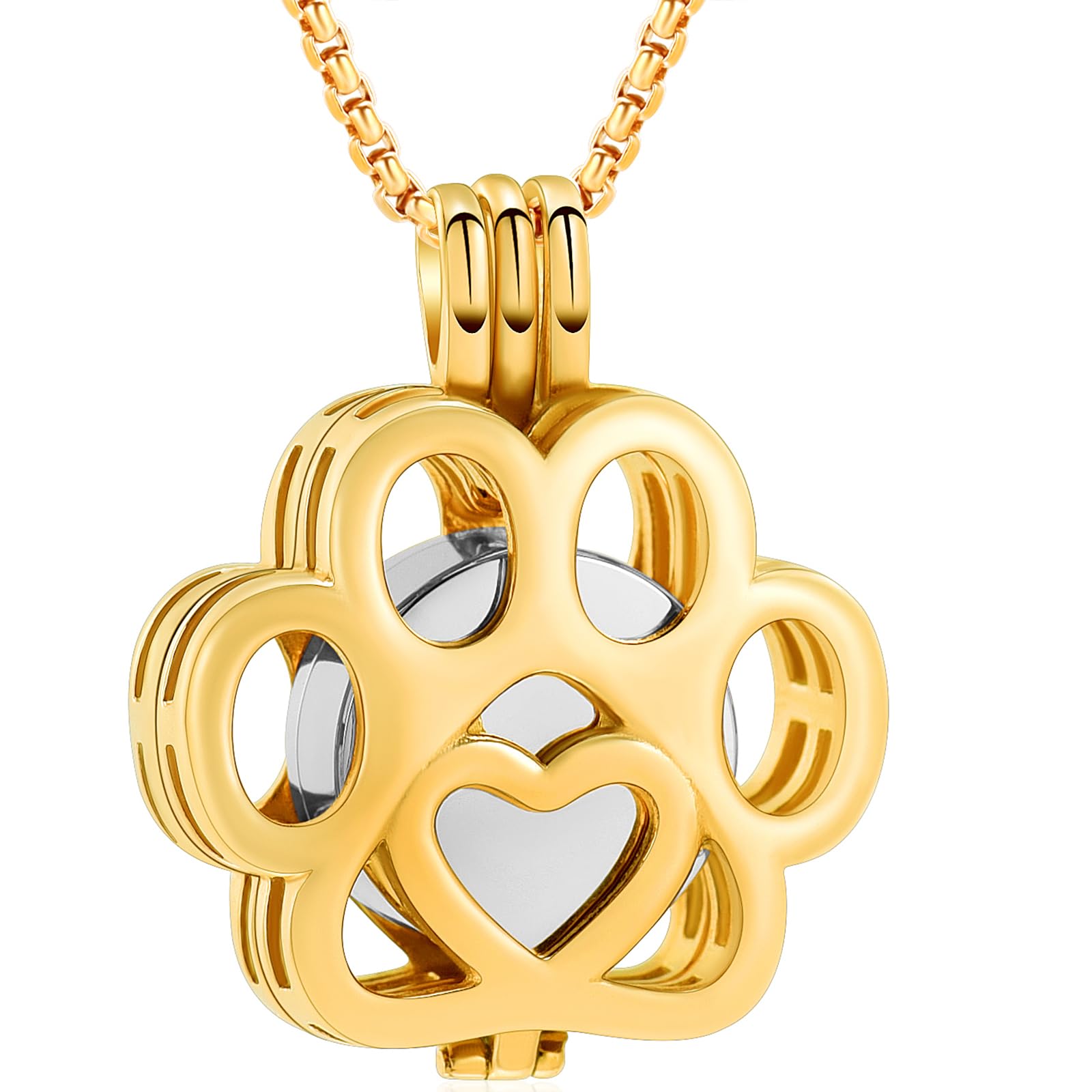 Pet Cremation Jewelry For Ashes For Dog/Cat Paw Stainless Steel Memorial Locket Urn Necklace Inside Mini Case Keepsake Cremation Jewelry Women Men, 0.78 * 0.86, 316L, Crystal