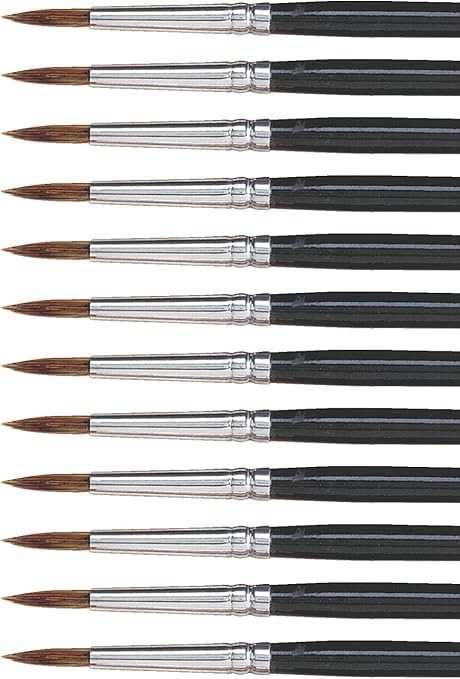 Amazon Com Dynasty 5800 Round Camel Hair Short Enameled Wood Handle Watercolor Paint Brush Size 6 3 4 In Hair Black Pack Of 12