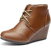 DREAM PAIRS Women's Wedge Boots Casual Fashion Lace Up Low Heel Ankle Booties Shoes