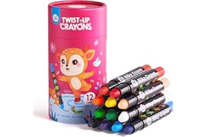 Jar Melo Jumbo Crayons for Toddlers, 12 Colors Twist-Up Crayon Non Toxic Washable Silky Large Crayons,Gift for Boys and Girls Back to School