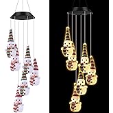 Wonderjune Solar Wind Chimes for Outside LED Color Changing Light Outdoor Mobile Wind Chime for Garden Patio Yard Porch Home Decor (Snowman)