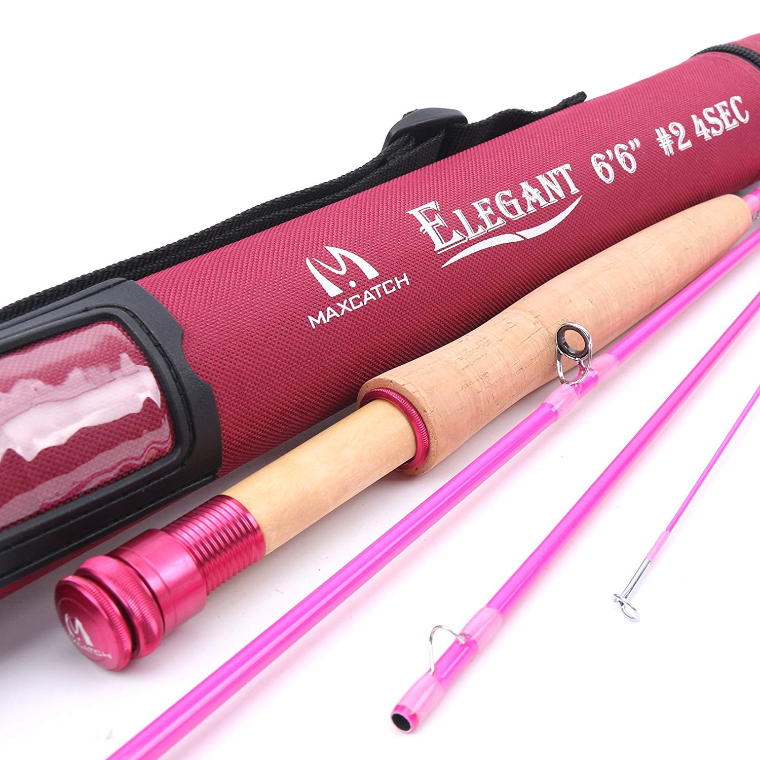 MAXIMUMCATCH Maxcatch Women's Elegant Pink Fly Fishing Rod: 2/5-weight with Rod Tube (Elegant 6'6'' 2wt 4sec rod)