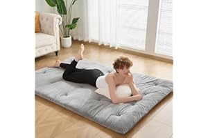 VIPBED Japanese Floor Futon Mattress Twin Size 38"x 80", 2.5'' Thick Foldable Roll Up Floor Bed Sleeping Pad, 25D Foam Filled Tatami Mat with Straps for Guest Room, Dormitory & Camping, Ash Grey