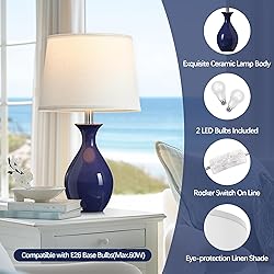 PARTPHONER Table Lamp Set of 2, Modern Ceramic